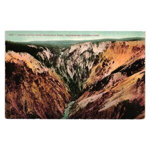 Vintage Grand Canyon Inspiration Point Yellowstone National Park Postcard Art